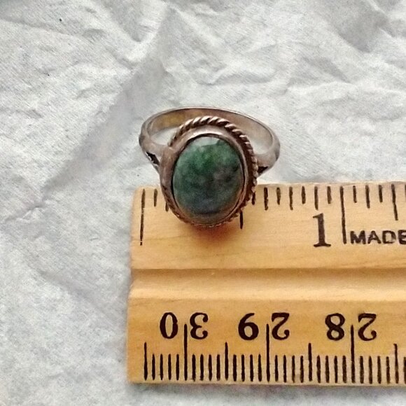 Silver Moss Agate Gemstone Ring Size 5.5 Bezel Set Vintage Hand Crafted - Picture 14 of 16